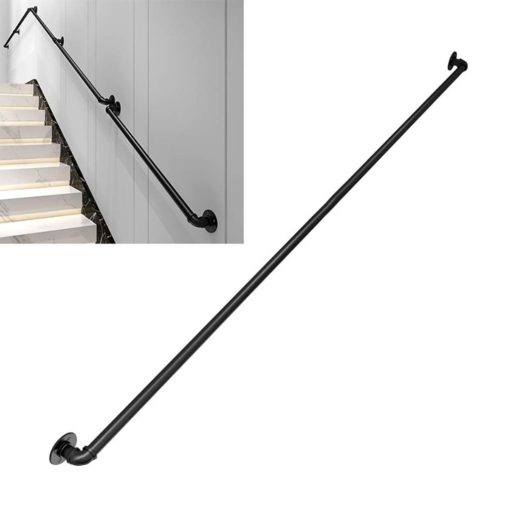 Main courante d'escalier en fer noir style industriel barre appui murale loft 60-100cm