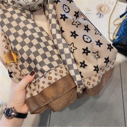 Scarf Star Plaid Scarf Women's Winter Scarf Temperament Versatile Checkerboard Plaid Scarf Autumn and Winter Shawl4
