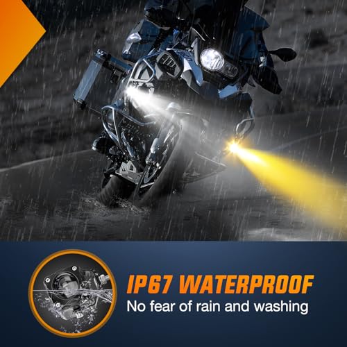 Image of Nilight Motorcycle Driving Lights 1.7 inch White Amber Spot Beam Fog Light LED Pods IP67 Waterproof Auxiliary Offroad Lighting for Motorbike Dirt Bike e-Bike Scooter Snowmobile ATV UTV SUV Truck