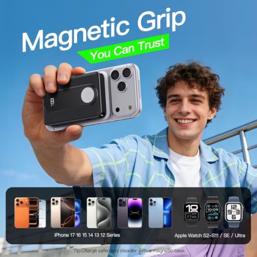 Magnetic Portable Charger 10000mAh, Power Bank with Built in Cable Watch - image 8