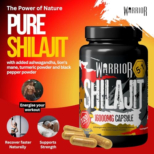 Warrior Shilajit Capsules 120 – 16,000mg 5-in-1 Himalayan Complex with Ashwagandha, Lion’s Mane, Turmeric & Black Pepper – Energy, Vitality, Cognitive Focus, Natural Testosterone Support - Image 5