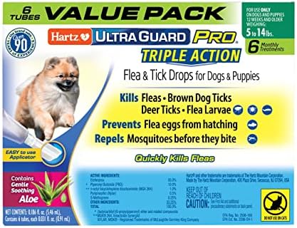 Hartz UltraGuard Pro Topical Flea & Tick Prevention for Dogs and Puppies, 5-14 lbs 6 Monthly Treatments
