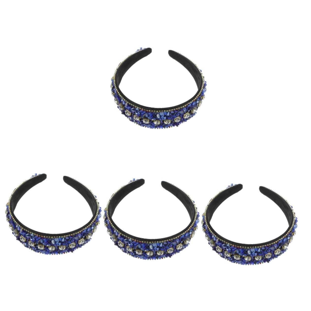 Healeved 4piezas Diadema Ancha De Brillante Cristal Para Mujeres Accesorio De Cabello Decorativo Diadema De Moda Piedras Brillantes Para Fiestas y Eventos