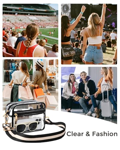 Image of BS-VOG Clear Crossbody Bag Stadium Approved, Clear Purses for Women, Small Stadium Bag for Events Concerts Sports Fans