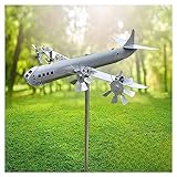 2023 Newest B29 Superfortress Wind Spinner, Durable Stainless Steel Metal Dynamic Airplane Windmill, Kinetic 3D Airplane Wind Wheel Spinner, Airplane Garden Spinner for Yard and Garden Decor (B-29)