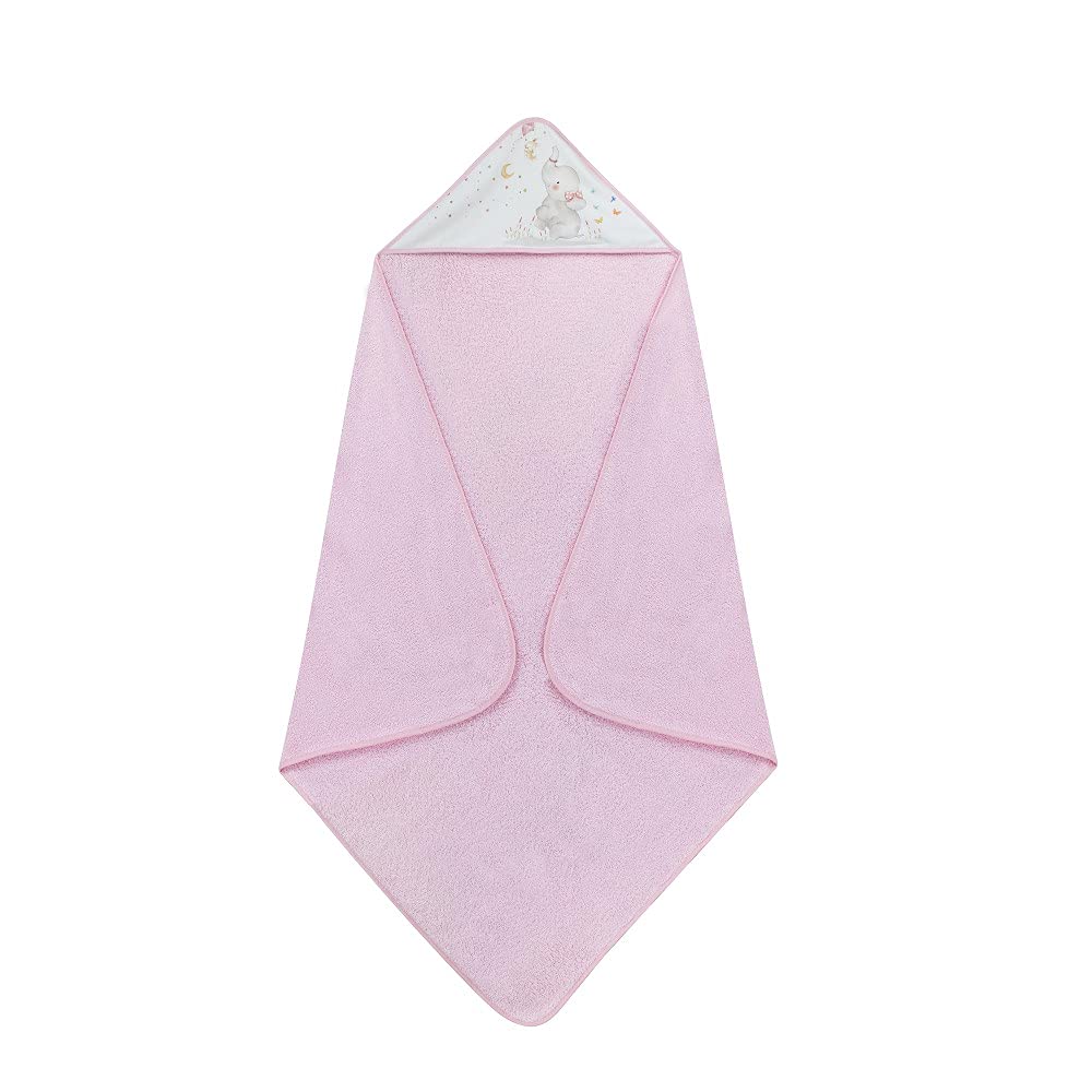 Interbaby Asciugamano con cappuccio per neonato ELEFANTE in cotone, rosa - 560 g