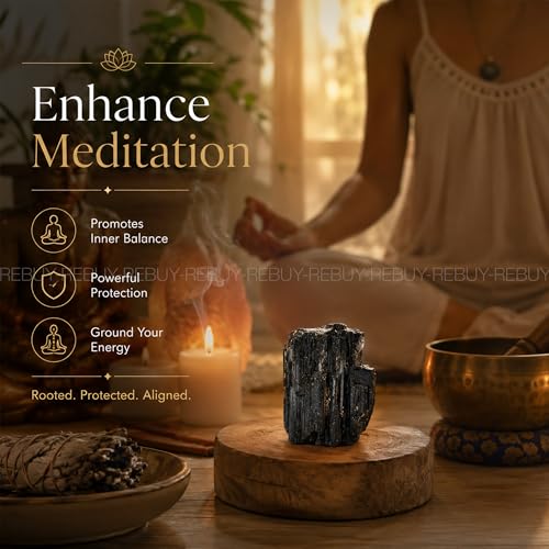 Image of Black Tourmaline Rough Stone Black Crystal Natural Rough Stone for Healing & Meditation, Color Black, Weight 50 Grams By REBUY