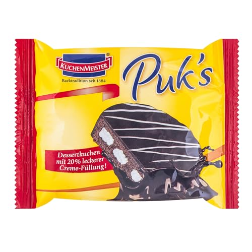 KuchenMeister Puks Dessertkuchen mit Creme Füllung 62 g im 18er Pack - Süßer Mini Kuchen aus luftig leckerem Rührteig mit zart-cremiger Füllung (18 x 62 g)