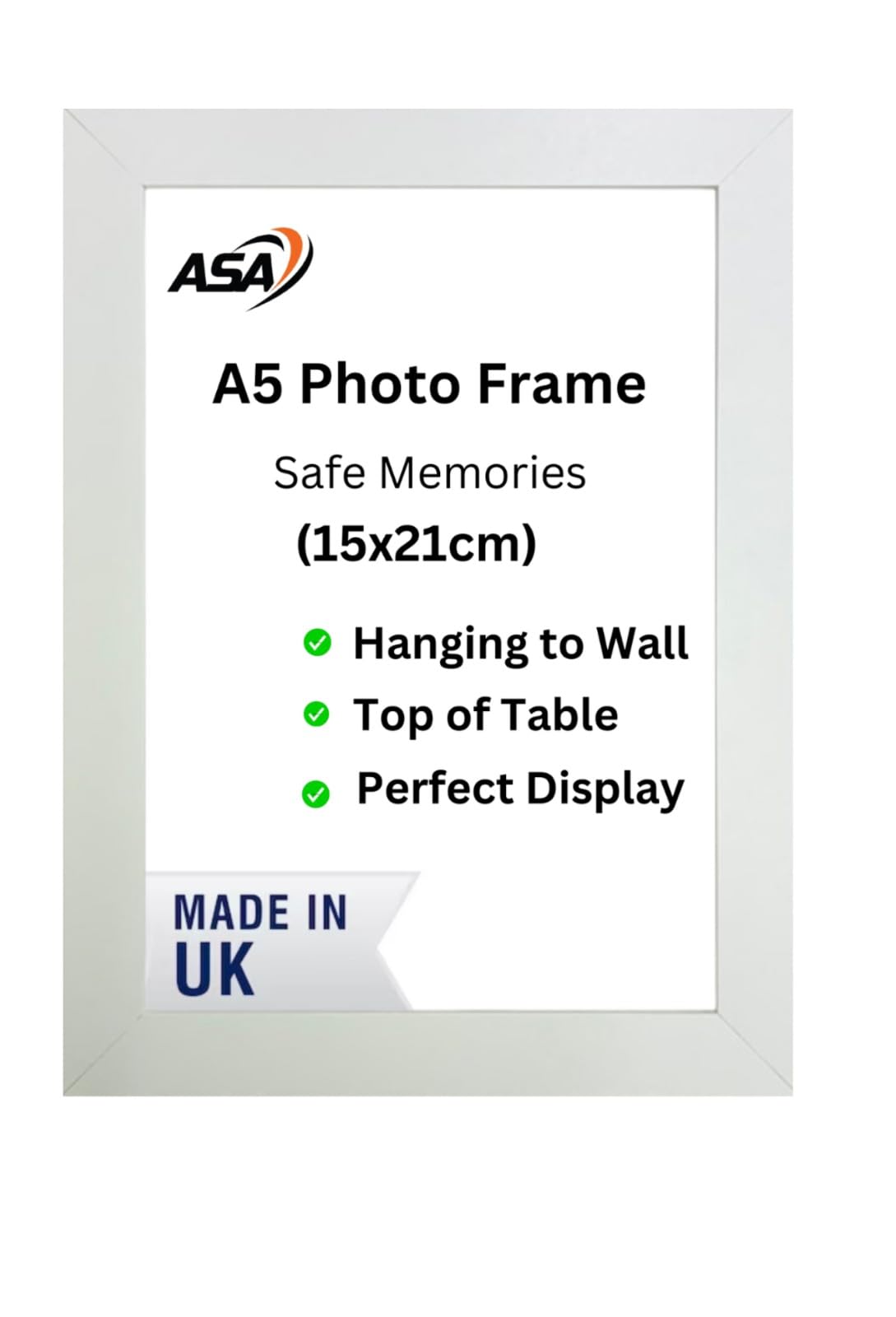 Asa White Picture Frame A2 A3 A4 A5 Size Home Decoration Photo Frames – Freestanding & Wall Mountable Table Top -Certificate Document Frames Black Silver Oak (A5 )