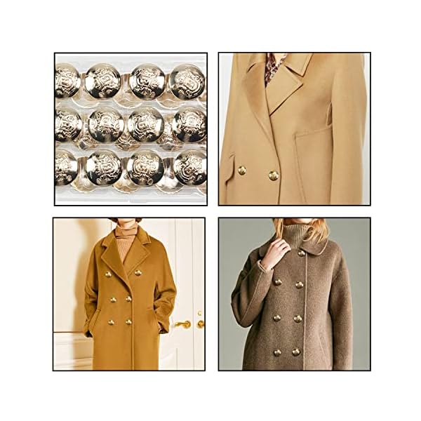 Hegebeck 90PCS Sewing Button Lion Head Metal Shank Buttons Round Buttons Metal Blazer Button Set for Blazers Coats Uniform Suits Jackets Gold Tone - Image 7