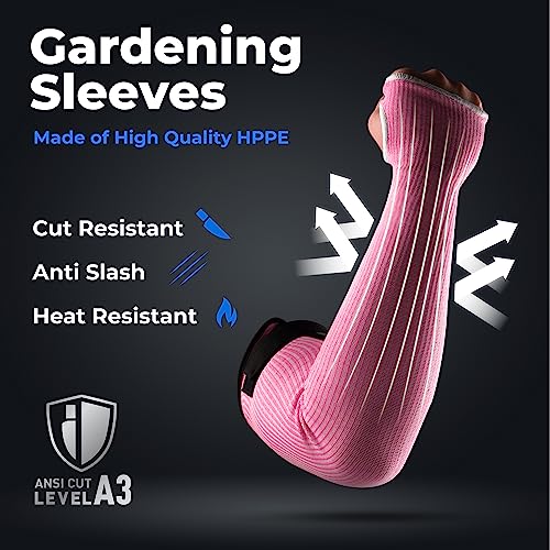 Image of OriStout Cut Resistant Farmer Sleeves with Tumb Hole, Pink, 2 Pairs