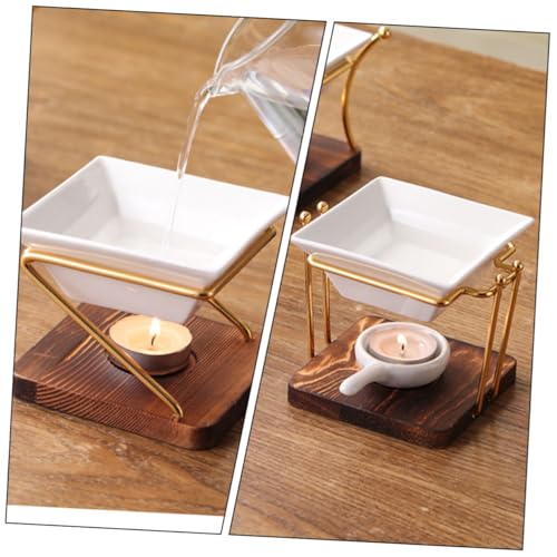 Chauffe-cire en céramique diffuseur de parfum avec poignée en bois