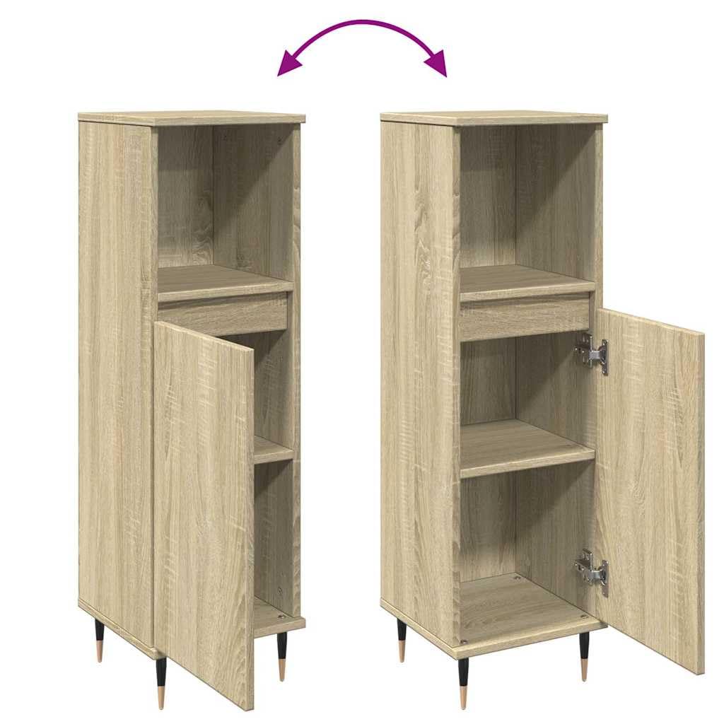 Armario de Baño con 3 Compartimentos y Puerta Reversible para Almacenamiento Organizado de Artículos de Tocador y Productos de Higiene Personal