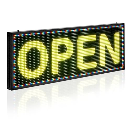 VEVOR Programmable LED Sign, P10 Full Color Flexible Digital Scrolling Panel, DIY Custom Text Pattern GIF Display Board, Bluetooth APP Control Message Shop Sign for Store Business Advertising (40x14 in) by VEVOR - Used condition - US$129.20