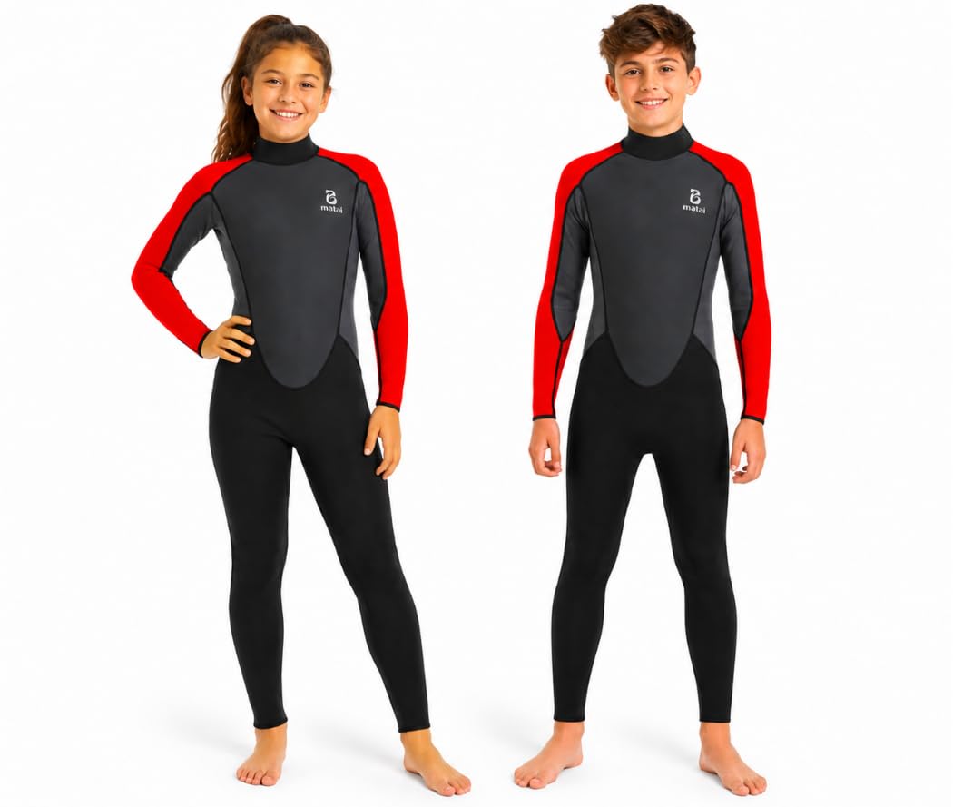 Childs full wetsuit (JXL, Black/Red)