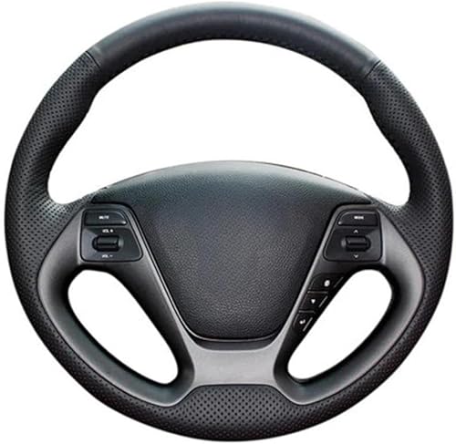 Black Leather Car Steering Wheel Cover, for Kia K3 2013 K3S 2014 K2 Rio 2015 2016 Ceed 2012-2017 Cerato 2013-2017