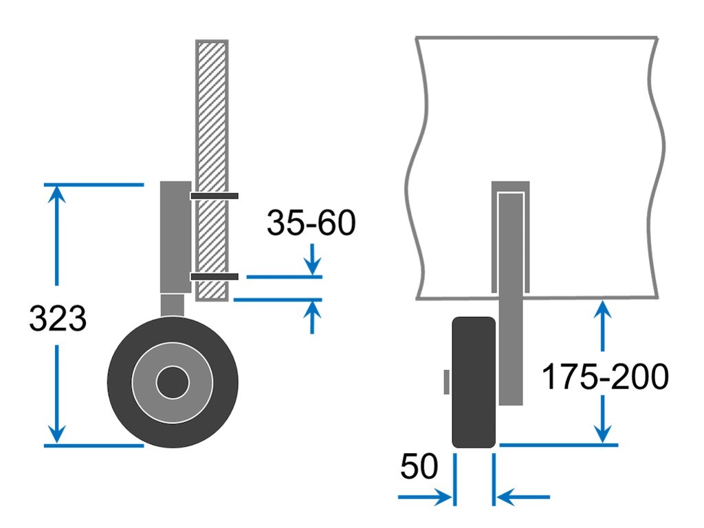 SUPROD Slipräder für kleine Schlauchboote Heckräder Transporträder Edelstahl LD160