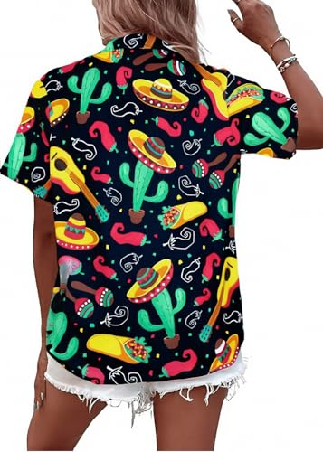Cinco De Mayo Shirt Women Mexico Mexican Party Hawaiian Shirt Funny Button Down Shirt Short Sleeve Button Up Blouse Tops3