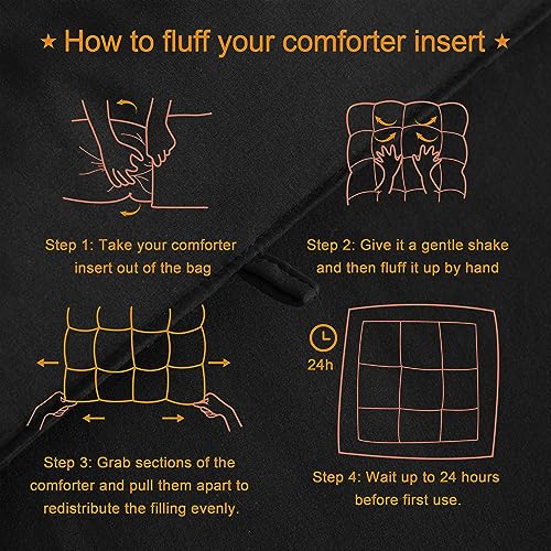 Image of NTBAY King Down Alternative Comforter, 104 x 90, Black | Soft Microfiber Comforter with Box Stitching and 4 Corner Tabs, Lightweight Down-alternative Fill, 1 Comforter Only