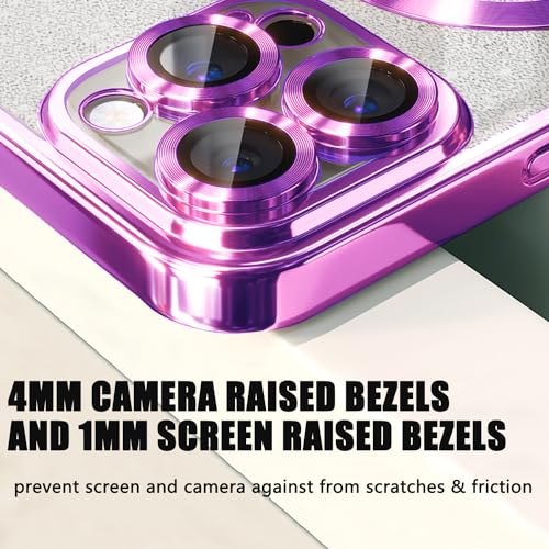 Image of Misscase for iPhone 14 Pro Magnetic Glitter Case Compatible with MagSafe,Full Protection Slim Shockproof Anti-Scratch Case with Camera Lens Protector Logo View Dust-Proof Net for Women Purple