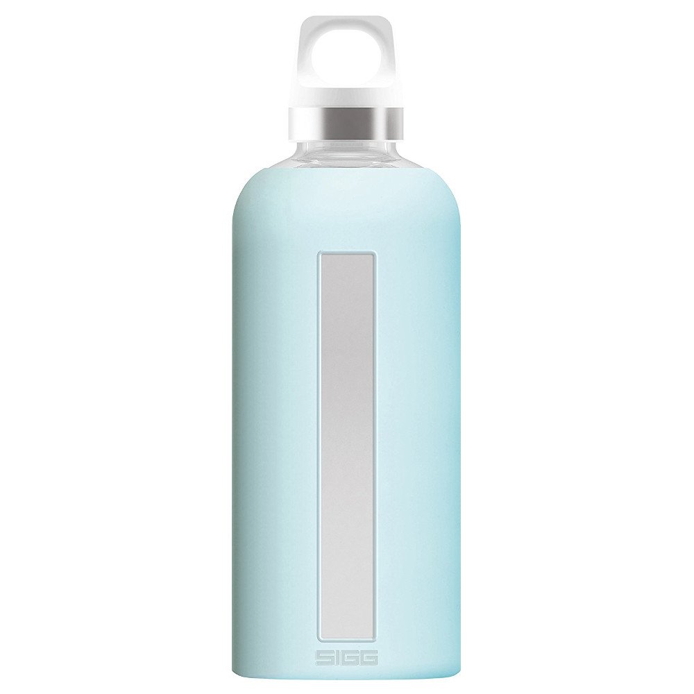 SIGG Star Bouteille d'eau (0.5 L / 0.85 L), Gourde hermétique sans substances nocives, Bouteille en verre résistante à la chaleur avec enveloppe en silicone souple