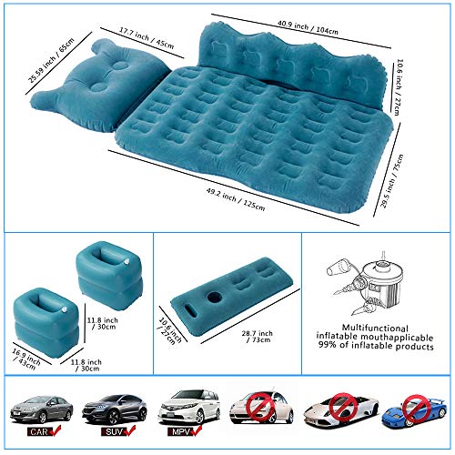 hikotor Car Inflatable Air Mattress Back Seat Pump Portable Travel Camping Sleep Pad Cushion Bed fits Universal SUV Truck Minivan | Compact Twin Size