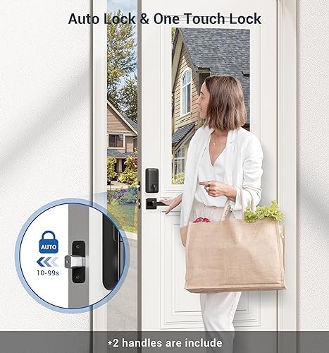 Veise Fingerprint Door Lock Set, Keyless Entry Door Lock, Front Door Handle Sets, Electronic Keypad Deadbolt with Lever Handle, 2 Keys, Auto Lock, Code Door Lock, Easy Install, Oil Rubbed Bronze 5 51IelFOtM L. AC