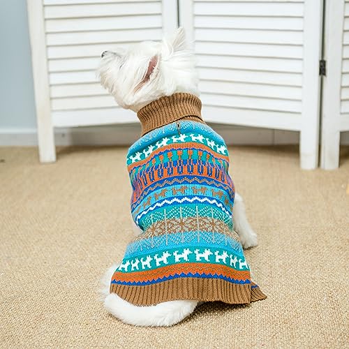 Image of Mihachi Dog Sweater - Winter Coat Apparel Clothes with Colorful Stripes for Cold Weather