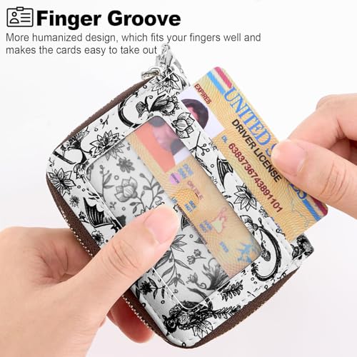 Image of Mayski Credit Card Holder, Zipper Credit Card Wallet for Women, Small Accordion Card Cases Holder, KeyChain Wallet, Business Card Holder, Bat