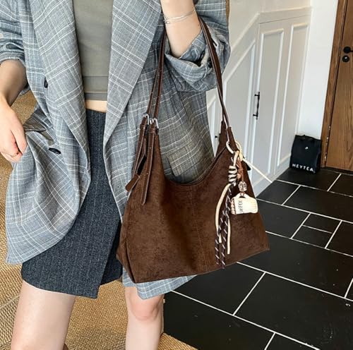Slouchy Suede Saddle Hobo Bags Women Trendy Satchels Underarm Shoulder Bag Crescent Crossbody Purses Travel Tote Handbag 20252
