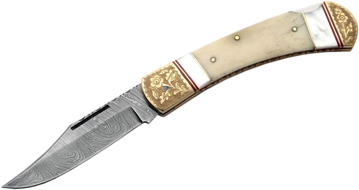 SZCO Supplies Classic Damascus Folding Knife