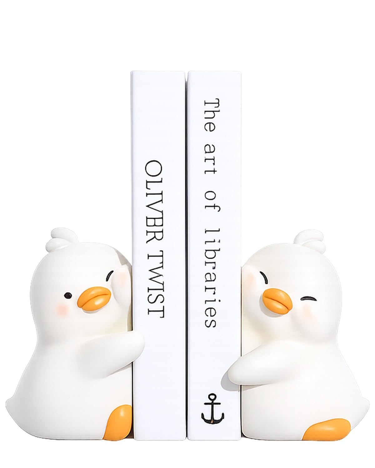 Duck Book Ends for Shelves Cute Resin Bookends Set of 2 for Book Stoppers