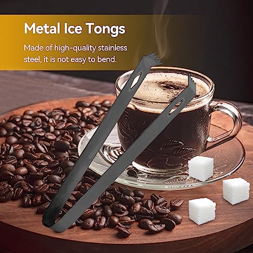 6.7 Inch Ice Tongs, Small Serving Tools, Stainless Steel Ice Tongs For Cocktails, Ice Tongs For Ice Bucket, Metal Tongs Food Ice Sugar Cubes Tong For Bar(Black) #TOP3