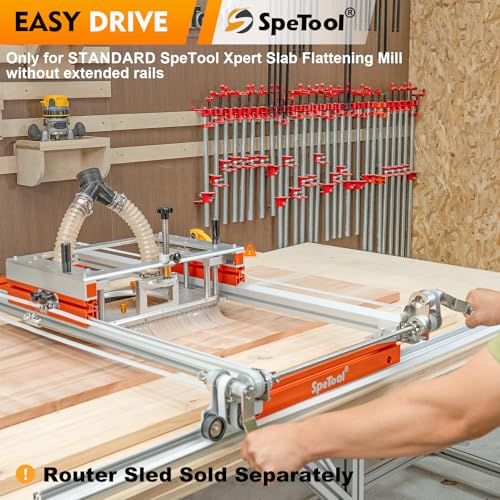 SpeTool Easy Manual Driver for Xpert Slab Flattening Mill, Easy-to-install Woodworking Accessory of Router Sled for Flattening Slabs (Router Sled NOT Included)