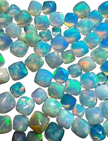 9MM Ethiopian Opal,10Pcs Cabochon AAA Quality Ethiopian Opal,10Pcs SQUARE Cabochon Ethiopian Opal Cabochon Natural welo opal multi fire opal loose Gemstone For Jewelry Making