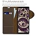 kalibri Case Compatible with Sony Xperia 1 - Wallet Case Real Leather Book Style Cover with Card Slot - Navigational Compass Brown