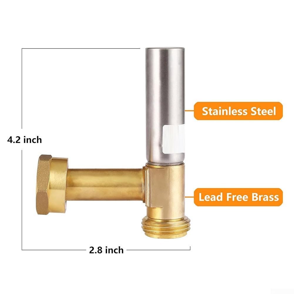 Pararrayos de martillo de agua en ángulo de 3/4 pulgadas para lavadoras, construcción de acero inoxidable y latón, absorción de impactos para sistemas de fontanería, paquete de 2