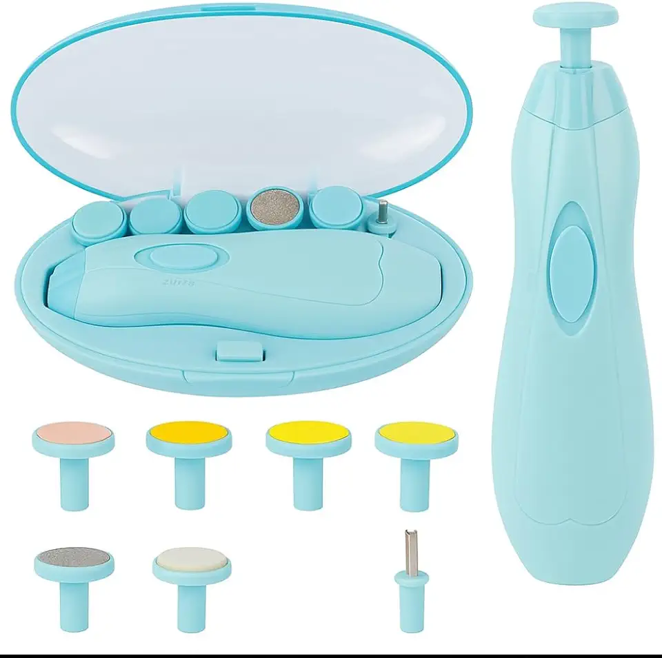 Cortador e Lixa de Unha Elétrico para Bebês 6 em 1 com Luz LED Silencioso e Seguro, Estojo Portátil Incluso, Ideal para Recém-Nascidos, Crianças e Adultos – Fácil e Indolor (Azul)