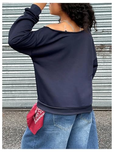 Floerns Girl's Number Long Sleeve Sweatshirts Off The Shoulder Y2k Pullover Tops3