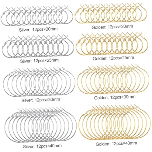 Accesorios para hacer joyería DIY con 96 piezas de argollas y aros para aretes redondos 7