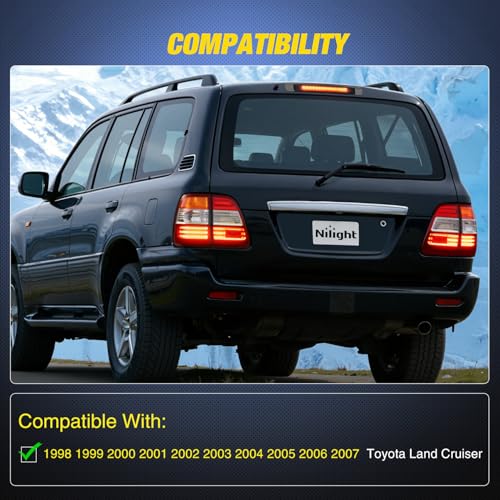 Image of Nilight Third Brake Light Tail High Mount 3rd Stop Lights Smoked Lens Compatible with Toyota Land Cruiser 1998 1999 2000 2001 2002 2003 2004 2005 2006 2007 Van SUV Rear Center Cab Lamp