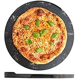 NerdChef Speed Steel Round XL - High Performance Pizza Baking Stone | Integrated Backstop & Handles...
