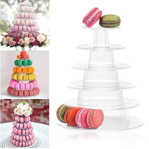 6 Tier Macaron Display Stand, Round Clear Cupcake Holder Display Stand Dessert Pastry Tower Stand For Wedding Birthday Bar Party Décor - 10 Inches #TOP18