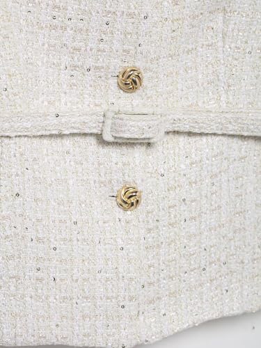 Tweed Vest Women Sleeveless Button Front Casual Blazer Jackets Work Office Vest4