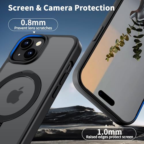 Image of iPhone 15 Magsafe Stand Case | Matte Design & 360 Protection | Military-Grade Apple iPhone 15 Cover | Ultra Premium - Black