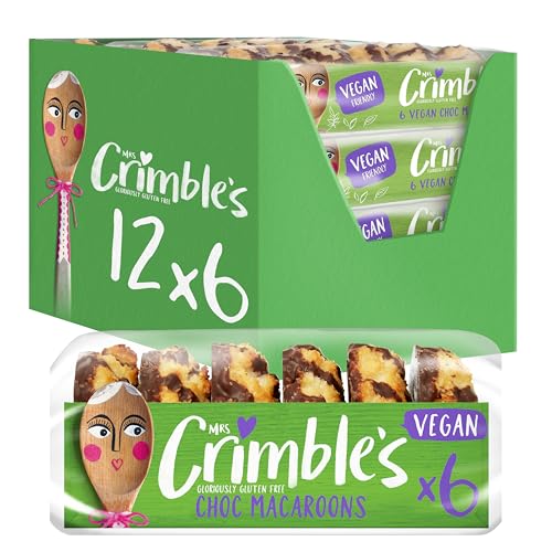 MRS. CRIMBLE'S GLORIOUSLY GLUTEN FREE Galletas de Chocolate Veganas Sin Gluten, Pack 12 Uds x 19 5g, Macaroons para el Desayuno o la Merienda, Galletas Esponjosas