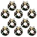 10 Pieces Mini Artificial Christmas Wreaths Ornaments, Dollhouse Miniature Christmas Wreath Doll House Mini Xmas Wreath for Dollhouse Door Windows Christmas Tree Decoration (Gold Bell)