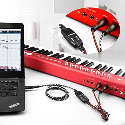 Nuosiya Midi Cable, Midi To Usb Interface Cable 4.5Ft,Midi Interface In-Out To Usb Cord Adapter With Indicator For Piano Keyboard To Pc Mac Laptop,Arranger Keyboard Tool #TOP1