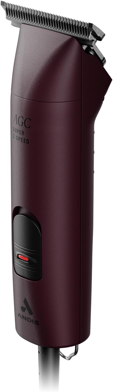 Andis 23330 AGC Super 2-Speed Horse Clipper, Includes T-84 Blade, Burgundy | Cool & quiet running, extra-wide detachable blade, professional horse & pet grooming clipper