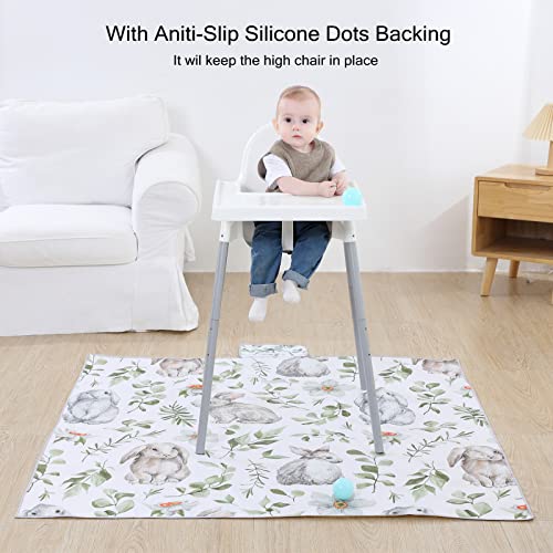 Image of Insular Baby Splat Mat for Under High Chair /Arts /Crafts, Anti Slip and Waterproof Splash Mat for Floor, Portable Picnic Mat, 51x51 Inch, English Letter